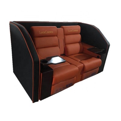 OEM genuine leather vip recliner cinema sofa,electric recliner cinema loveseats with tray for the couple